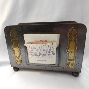 Bradley & Hubbard Brass Letter Holder with Perpetual Calendar Antique 1893